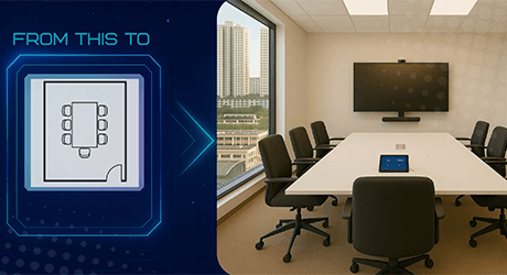 2d plan of a conference room to implementation